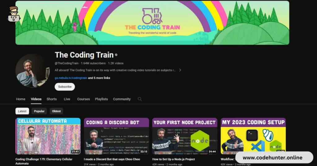 the coding train youtube channel